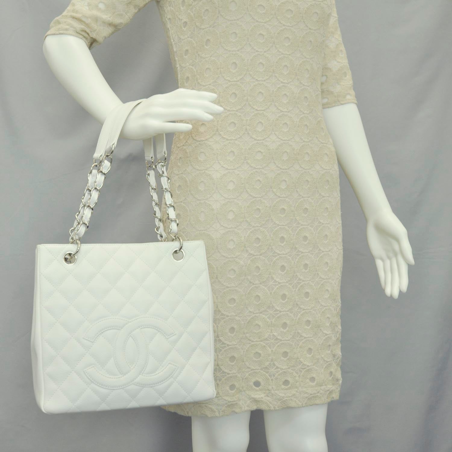 Chanel Caviar Petit Shopping Tote PST White 2 of 11
