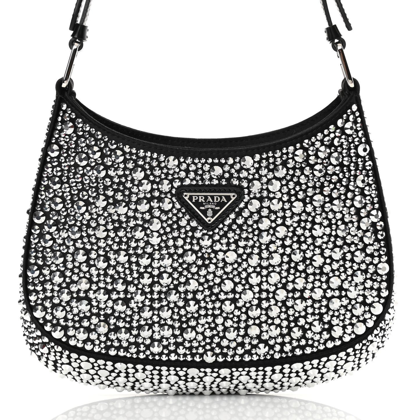 Satin Crystal Cleo Adjustable Strap Shoulder Bag Metal