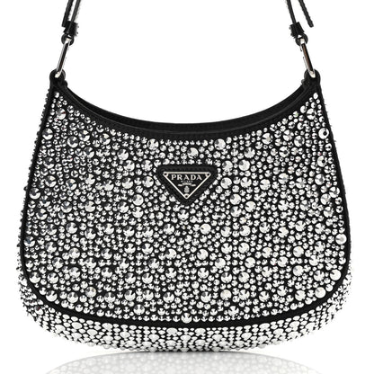 Prada Satin Crystal Cleo Adjustable Strap Shoulder Bag Metal 8 of 11