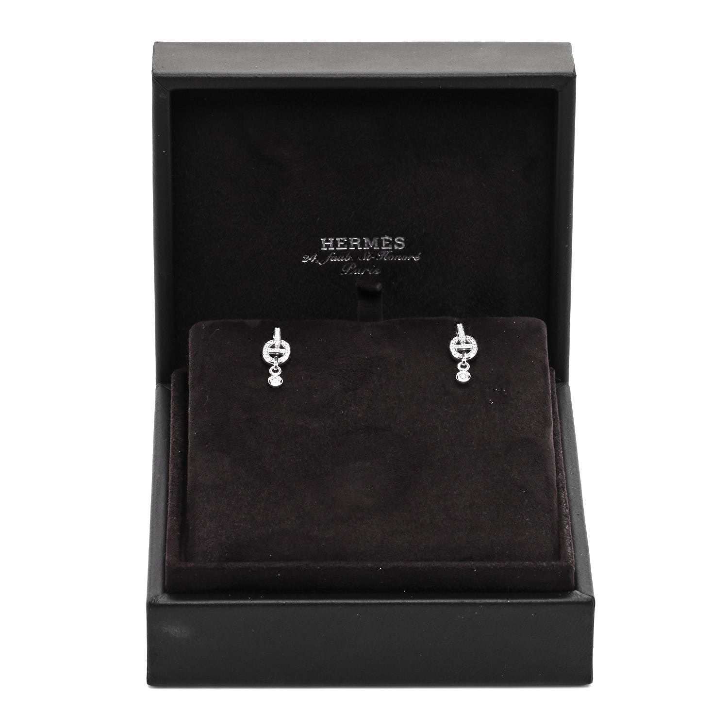 Hermes 18K White Gold Diamond PM Chaine D'Ancre Enchainee Earrings 5 of 5