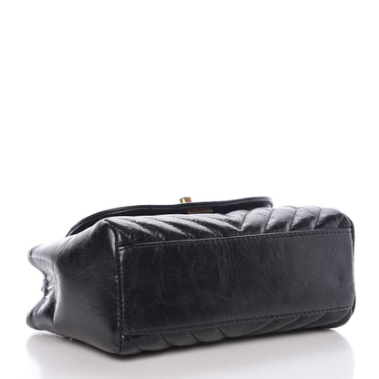 Chanel Glazed Calfskin Chevron Quilted Small Hampton Flap Black 4 of 8