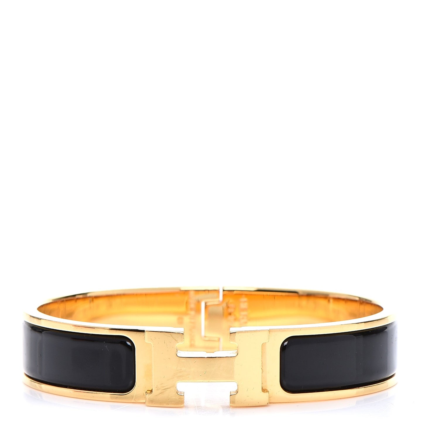 Enamel Narrow Clic Clac H Bracelet PM Black
