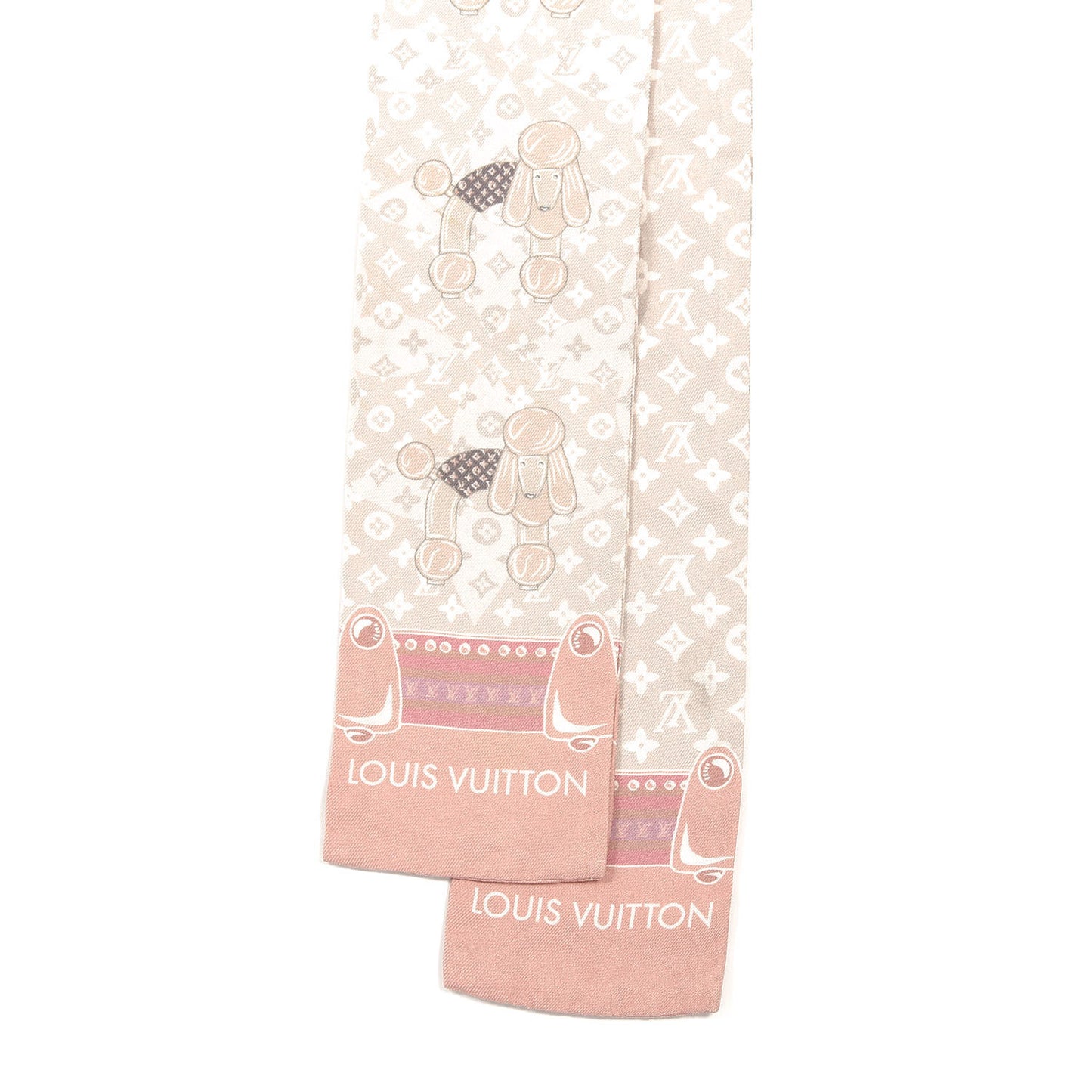 Silk Monogram Poodle Animalle Bandeau Rose Pale