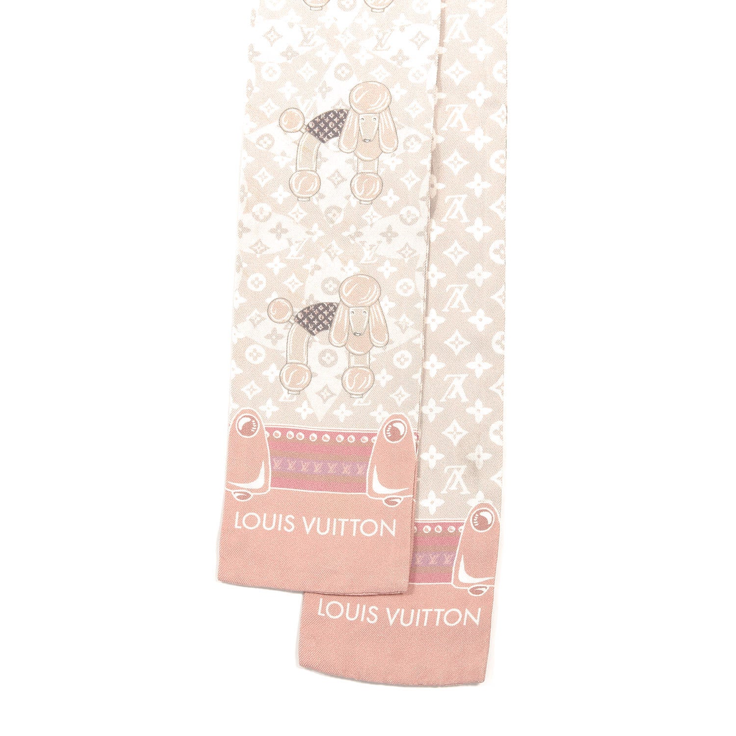 Louis Vuitton Silk Monogram Poodle Animalle Bandeau Rose Pale 4 of 4