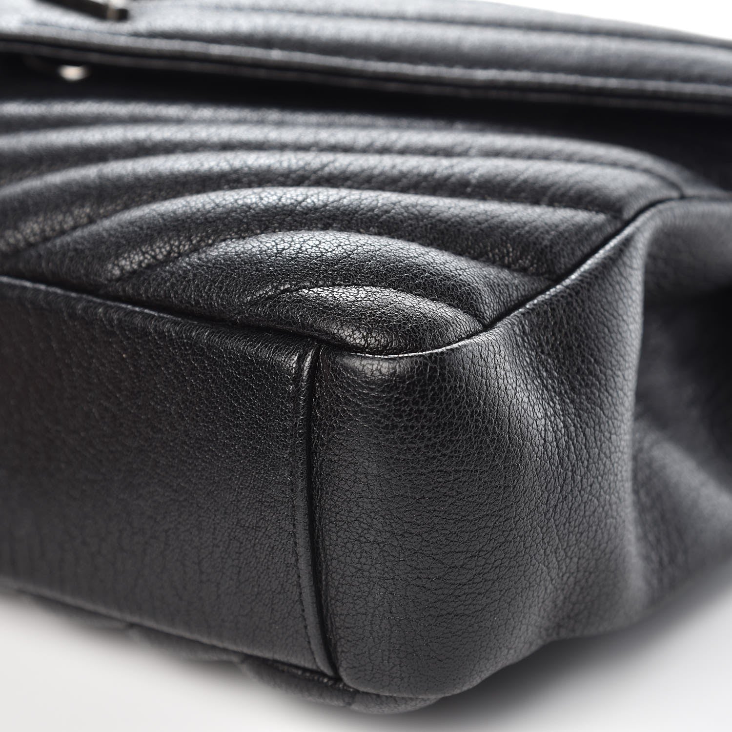 Saint Laurent Sheepskin Matelasse Chevron Monogram Medium College Bag Black 9 of 10