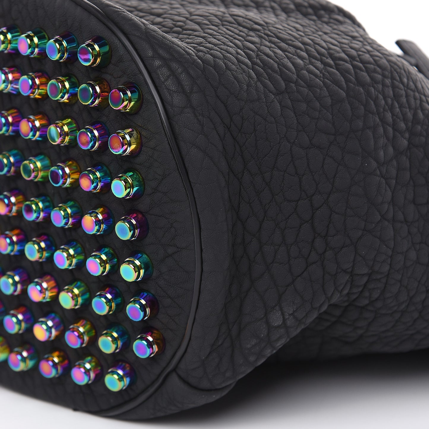 Pebbled Lambskin Diego Bucket Black Iridescent Hardware