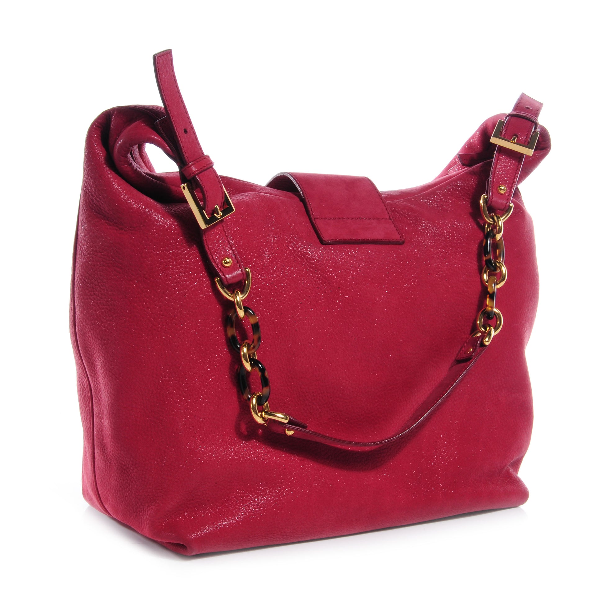 Fendi Vitello Savana Forever Hobo Rosso Scuro Tartaruga Natural 3 of 7
