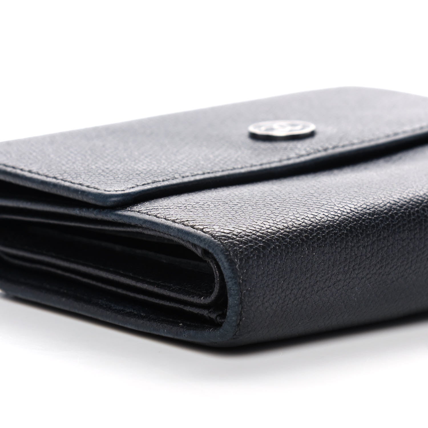 Chanel Grained Calfskin CC Button Flap Wallet Black 10 of 17