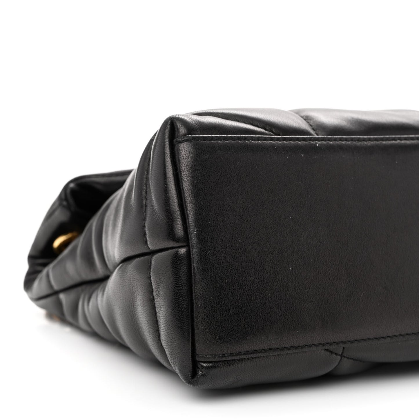 Lambskin Quilted Small Loulou Puffer Monogram Chain Satchel Black