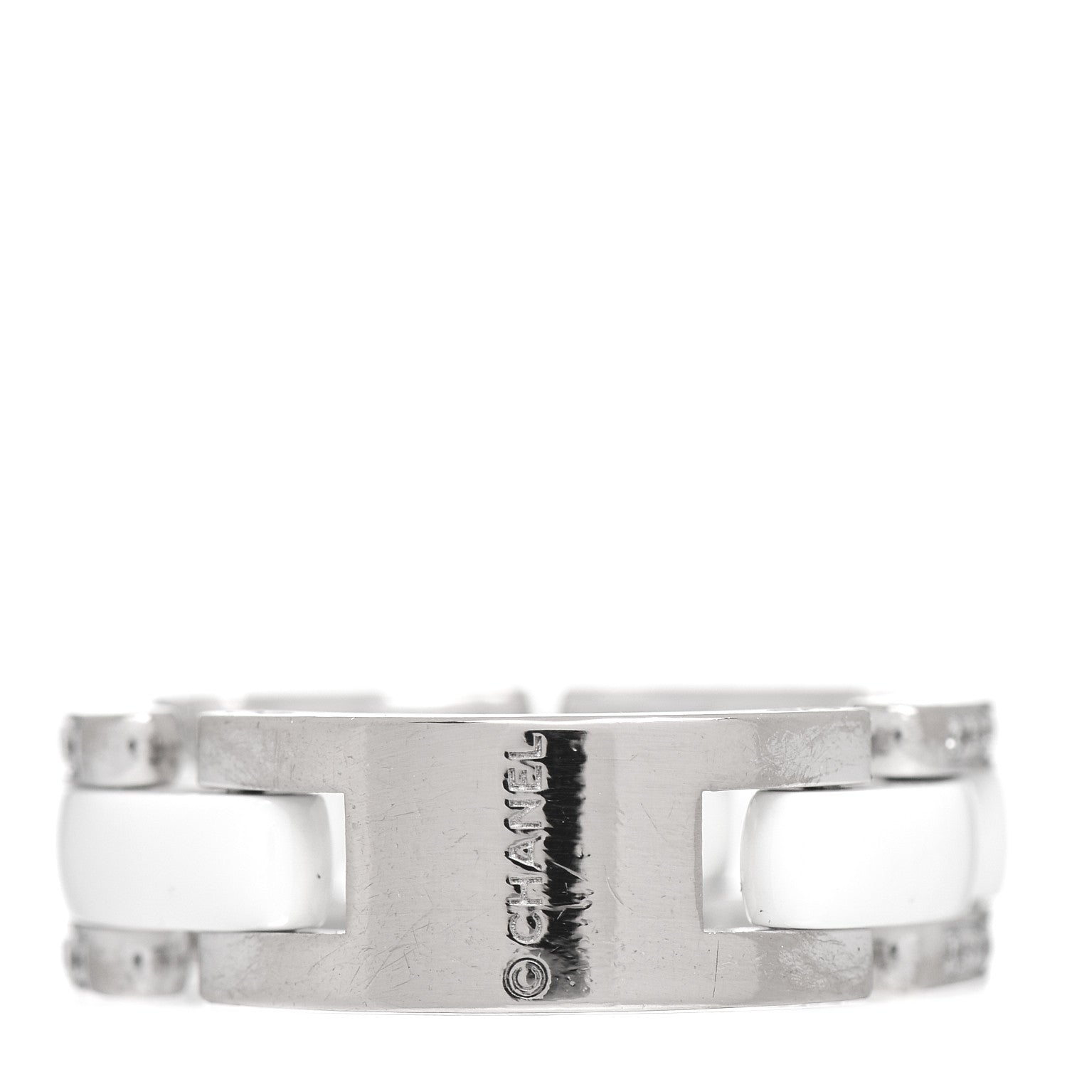 Chanel 18K White Gold Ceramic Diamond Medium Ultra Ring White 53 6.5 3 of 4