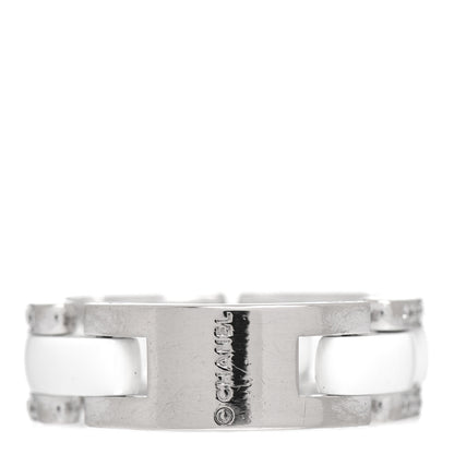 Chanel 18K White Gold Ceramic Diamond Medium Ultra Ring White 53 6.5 3 of 4