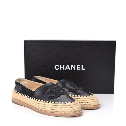 Chanel Lambskin Grosgrain CC Espadrilles 36 Black 8 of 8