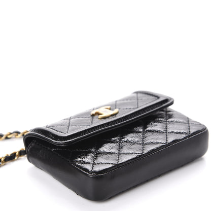 Chanel Shiny Aged Calfskin Quilted Waist Belt Bag Black 5 of 12