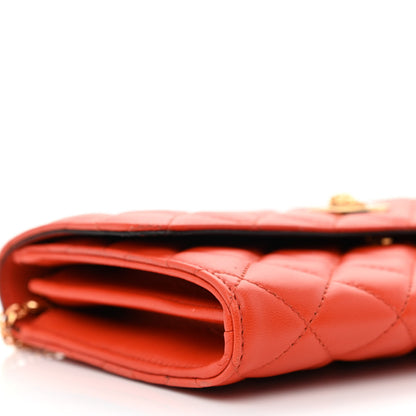 Versace Lambskin Quilted Medusa Wallet On Chain Crossbody Dark Orange 9 of 10