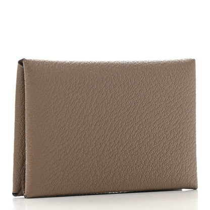 Hermes Chevre Mysore Calvi Duo Card Case Etoupe 3 of 9