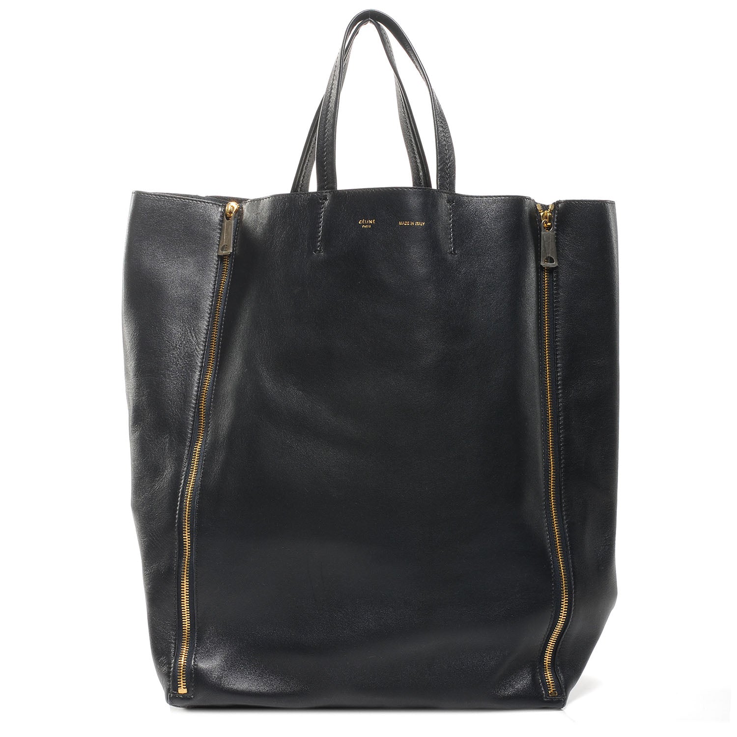 Celine Lambskin Vertical Zip Gusset Cabas Black 1 of 8