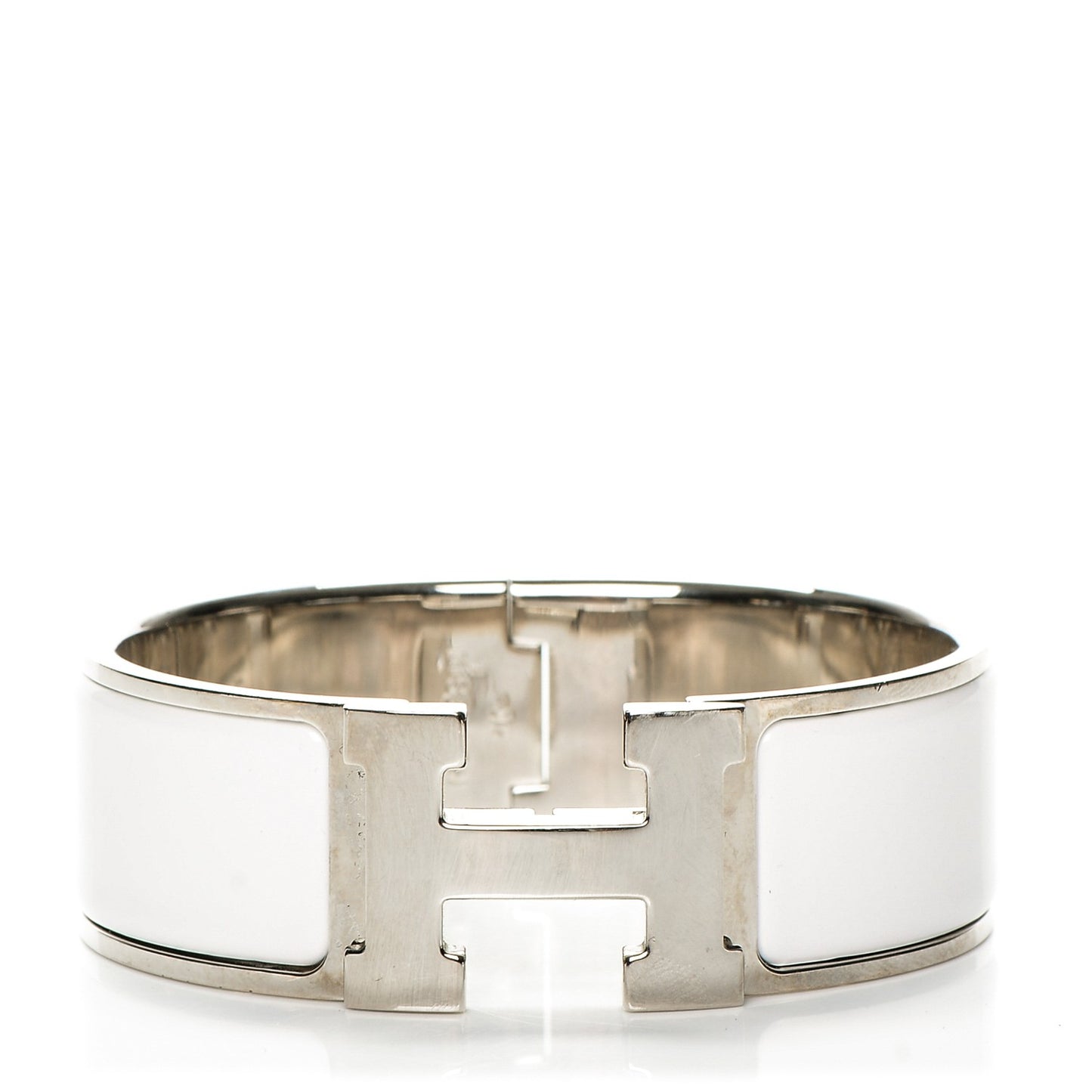 Enamel Wide Clic Clac H Bracelet PM White