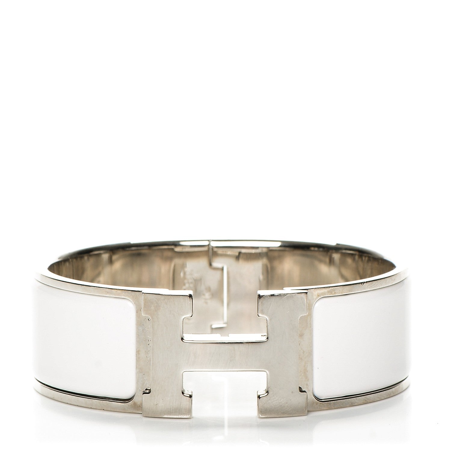 Hermes Enamel Wide Clic Clac H Bracelet PM White 1 of 5