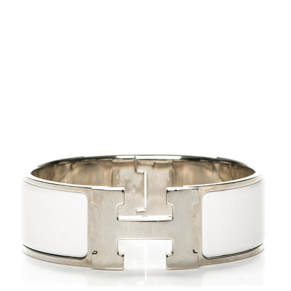 Hermes Enamel Wide Clic Clac H Bracelet PM White 1 of 5