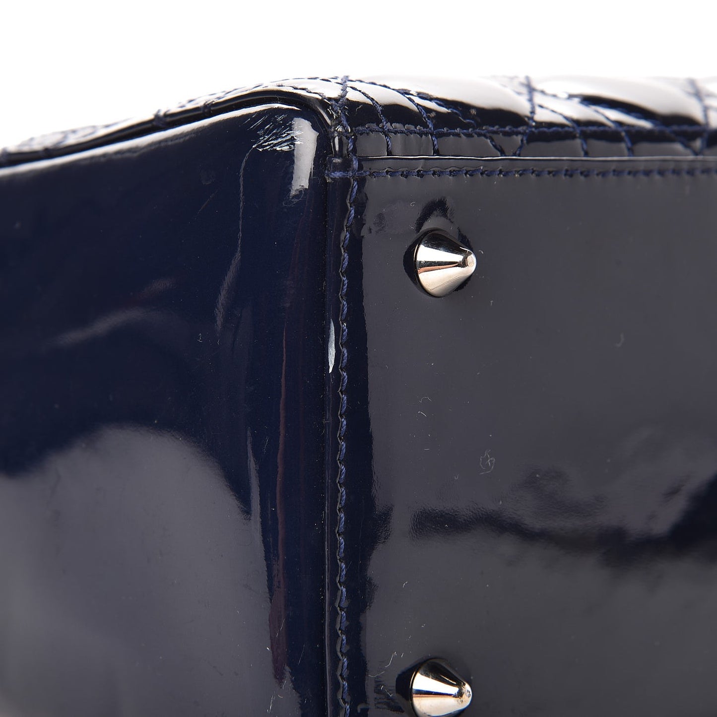 Patent Cannage Medium Lady Dior Navy Blue