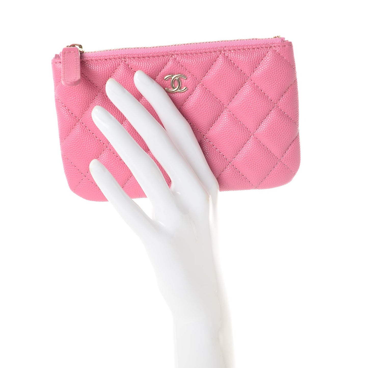 Caviar Quilted Small Cosmetic Case Pink