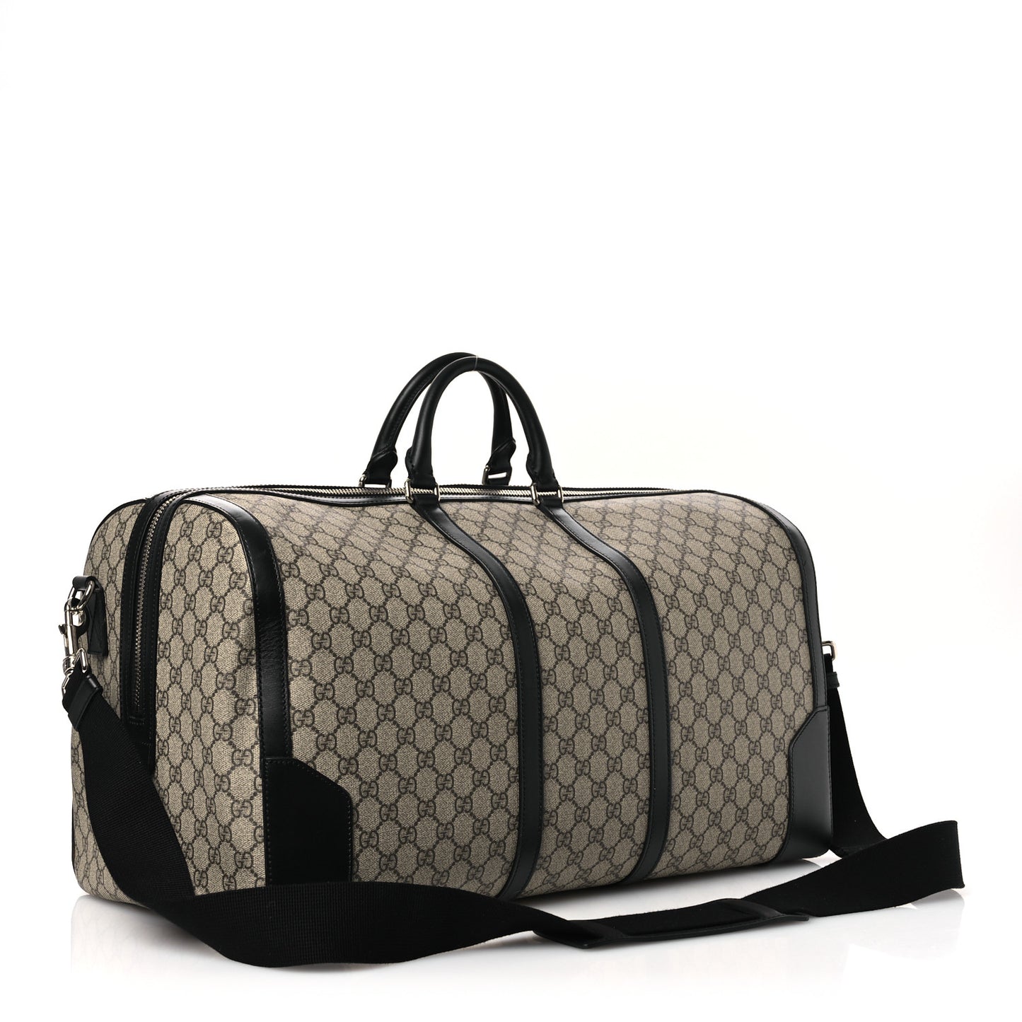 GG Supreme Monogram Selleria Calfskin Large Duffle Beige Ebony Black