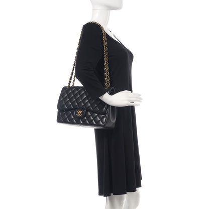 Chanel Lambskin Quilted Jumbo Double Flap Black 2 of 13