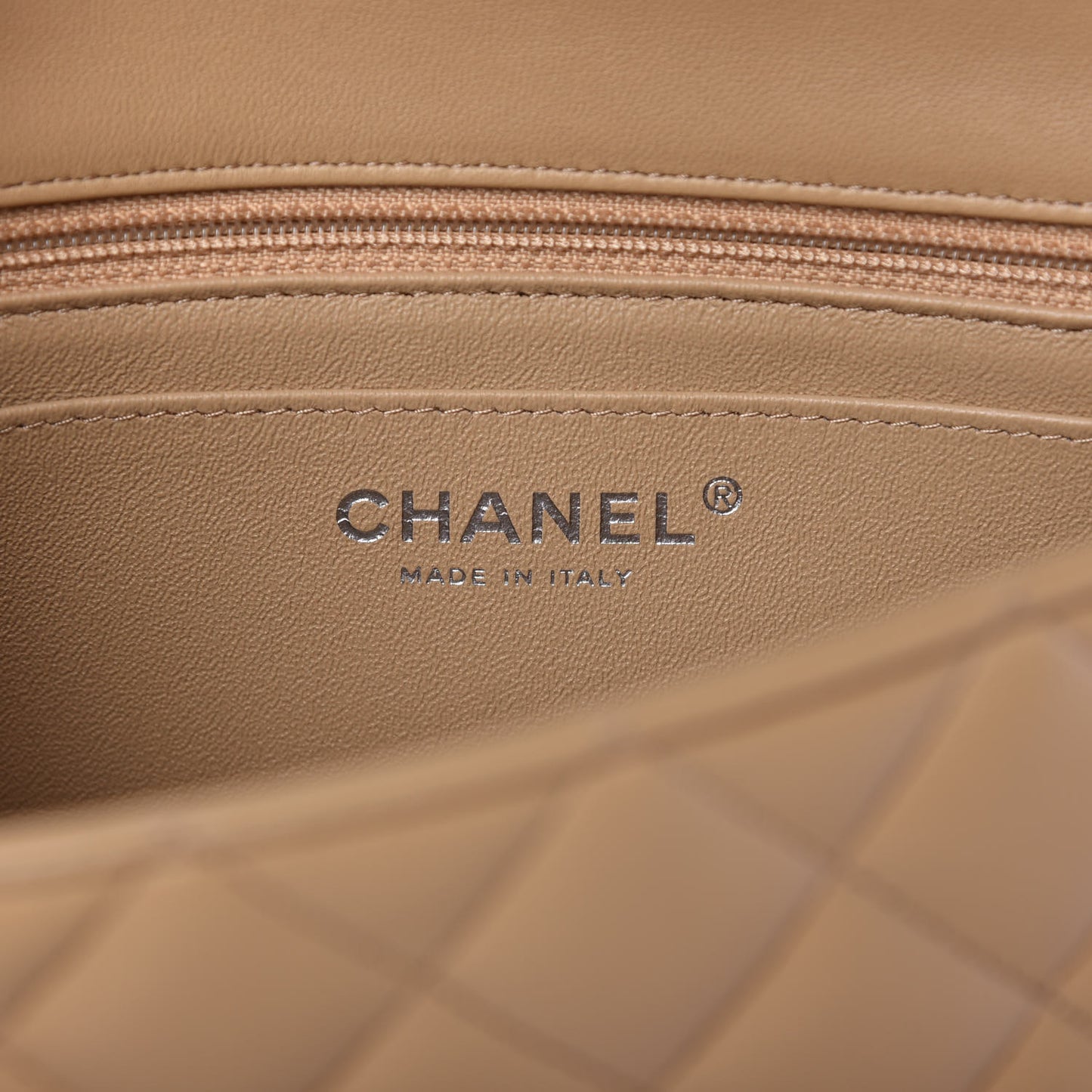 Lambskin Quilted Mini Rectangular Flap Beige