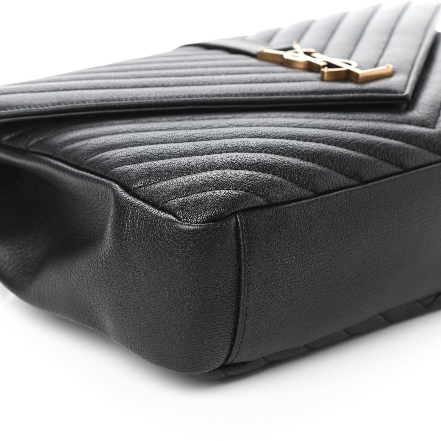 Sheepskin Matelasse Chevron Monogram Large College Satchel Black