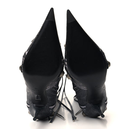 Balenciaga Lambskin Printed Denim Cagole 90mm Boots 40 Black 5 of 8