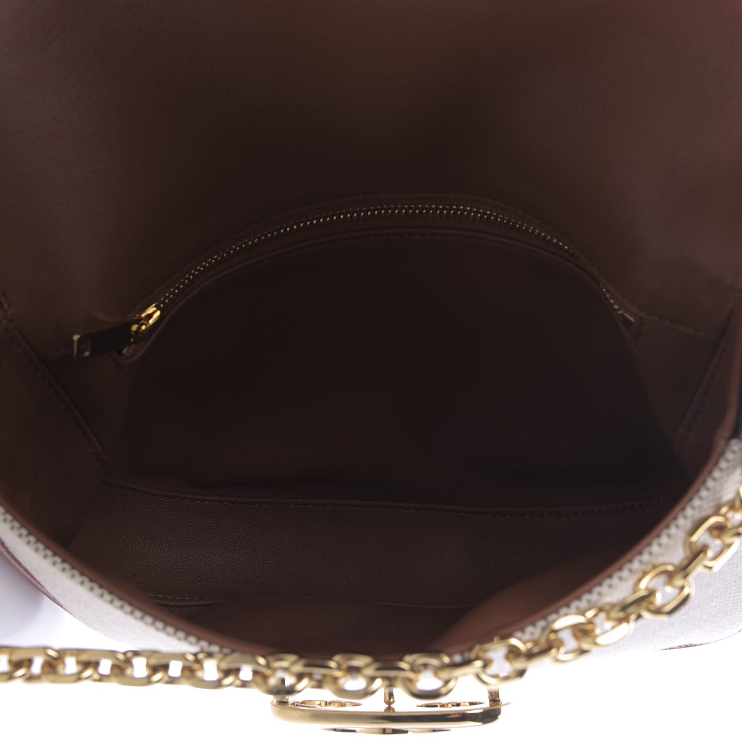 Textile Natural Calfskin Medium Chain Maillon Triomphe Tan White