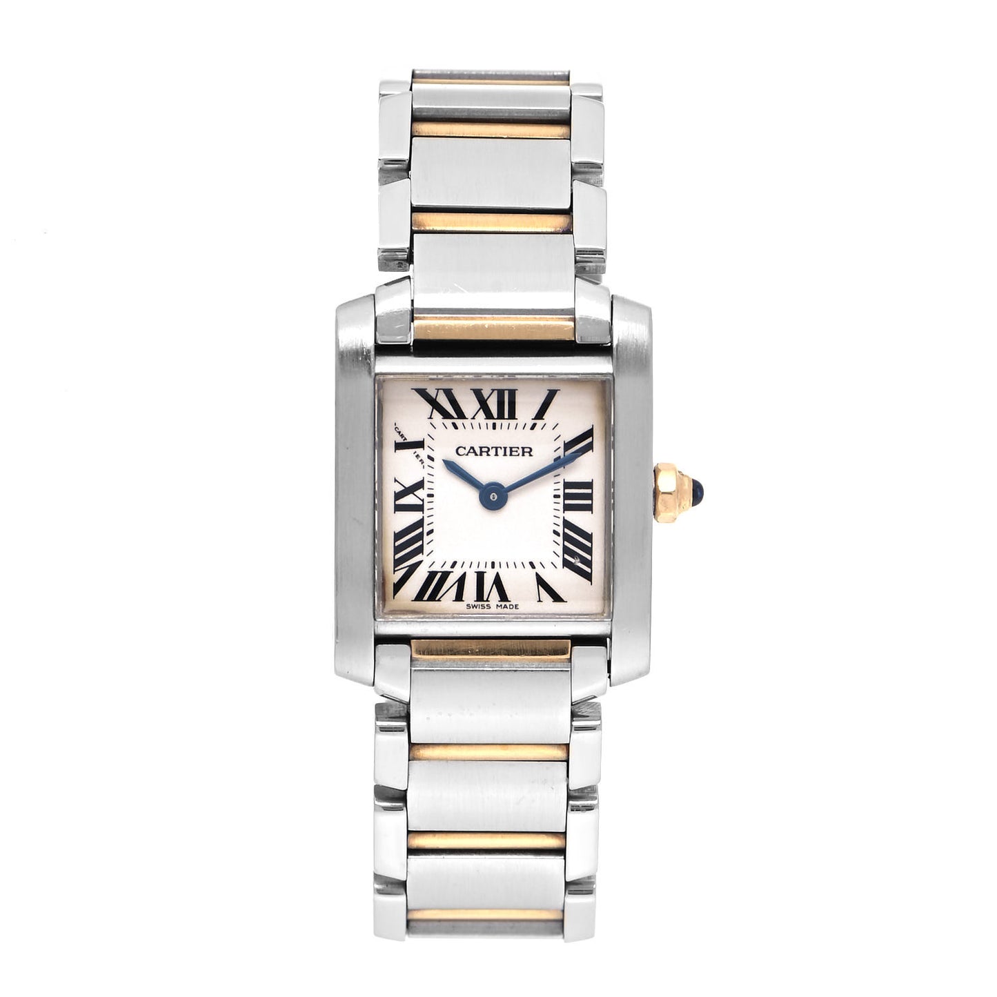 Stainless Steel 18K Yellow Gold 20mm Tank Francaise Quartz Watch
