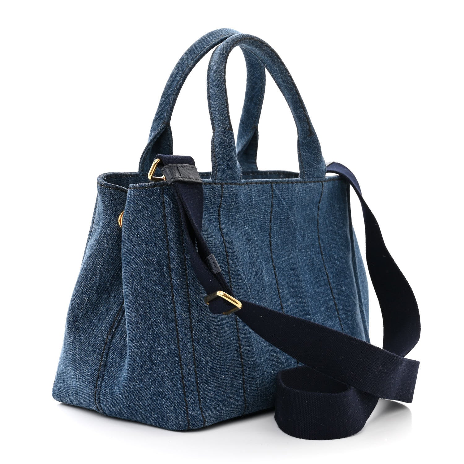 Prada Denim Small Logo Tote Bleu 3 of 11