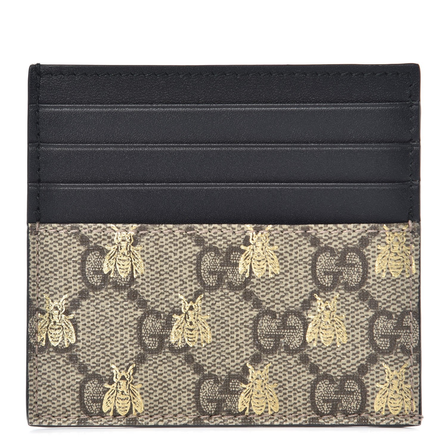 Gucci GG Supreme Monogram Bees Card Holder Black 1 of 6