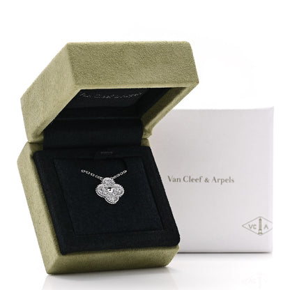 Van Cleef & Arpels 18K White Gold Diamond Vintage Alhambra Pendant Necklace 6 of 6