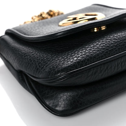 Gucci Pebbled Calfskin Small 1973 Chain Shoulder Bag Black 9 of 11