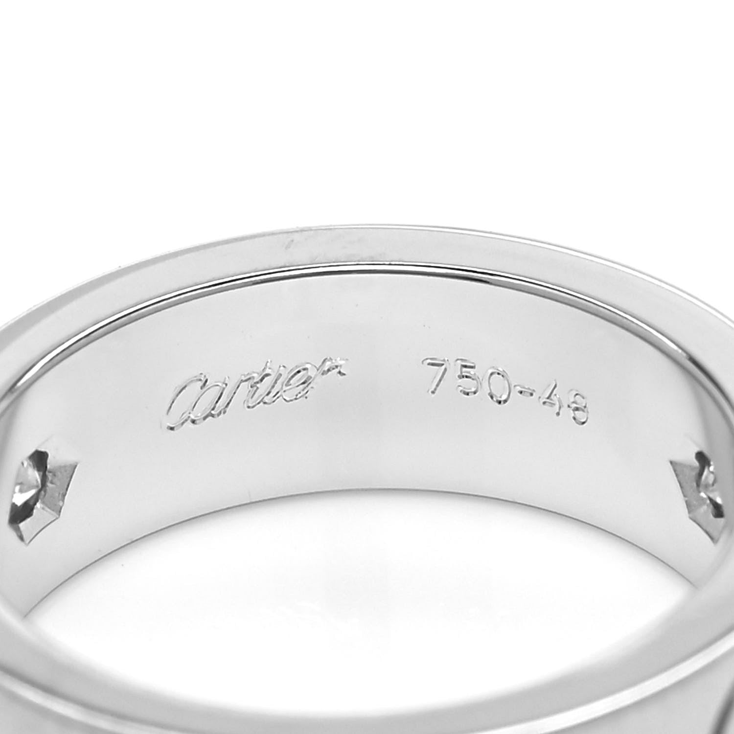 Cartier 18K White Gold 3 Diamond 5.5mm LOVE Ring 48 4.5 4 of 5