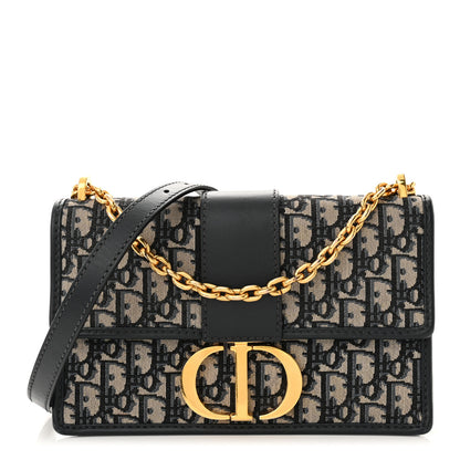Christian Dior Oblique 30 Montaigne Chain Flap Bag Blue 1 of 10