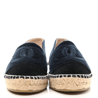 Chanel Velvet CC Espadrilles 39 Dark Navy Black 2 of 12
