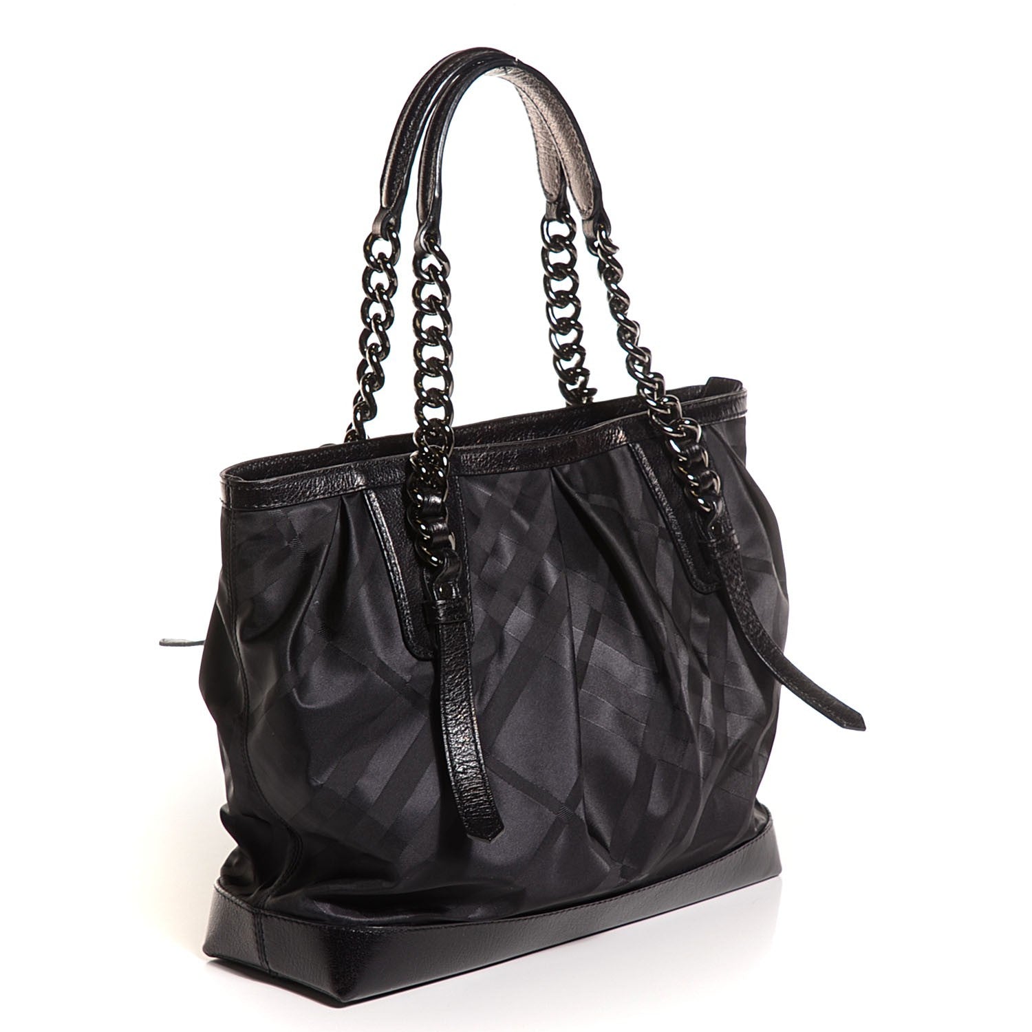 Burberry Nylon Tonal Check Torbitt Tote Black 3 of 8