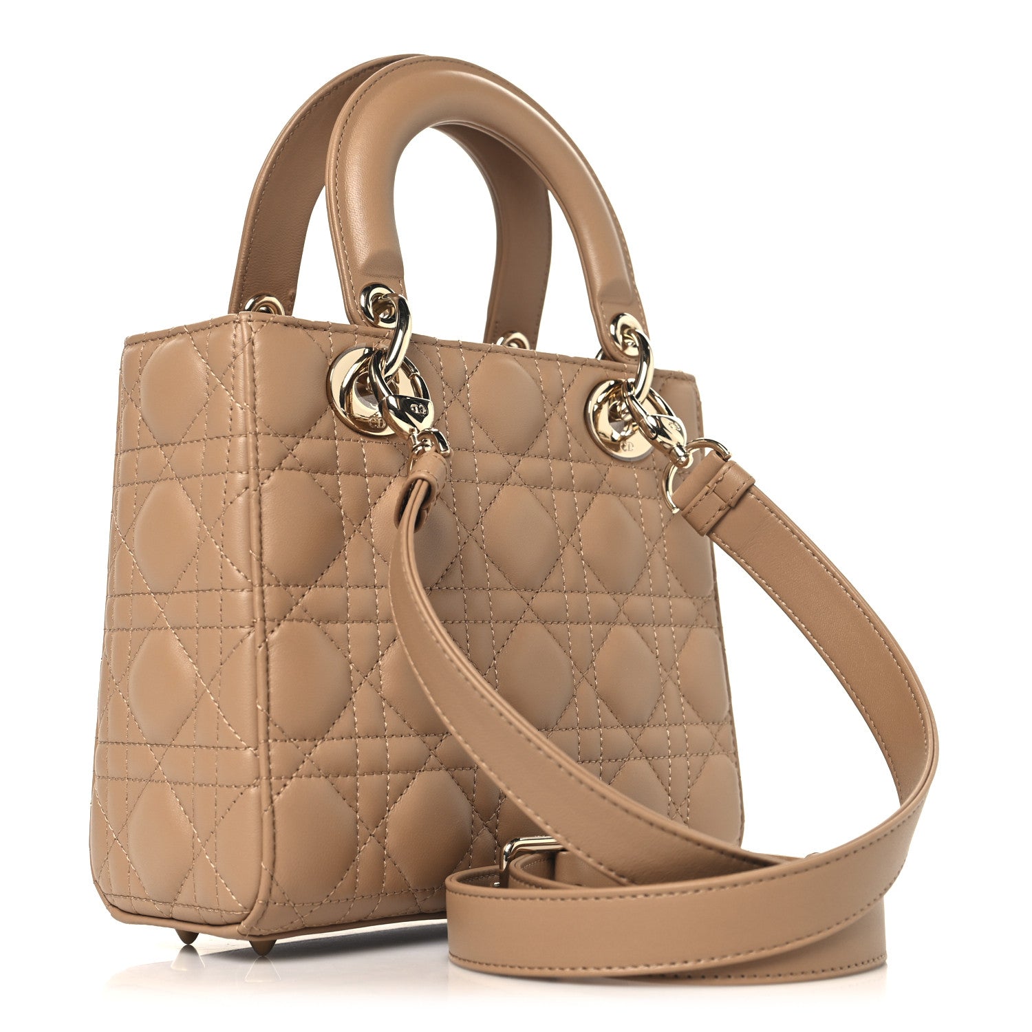 Christian Dior Lambskin Cannage Small Lady Dior Camel 3 of 10