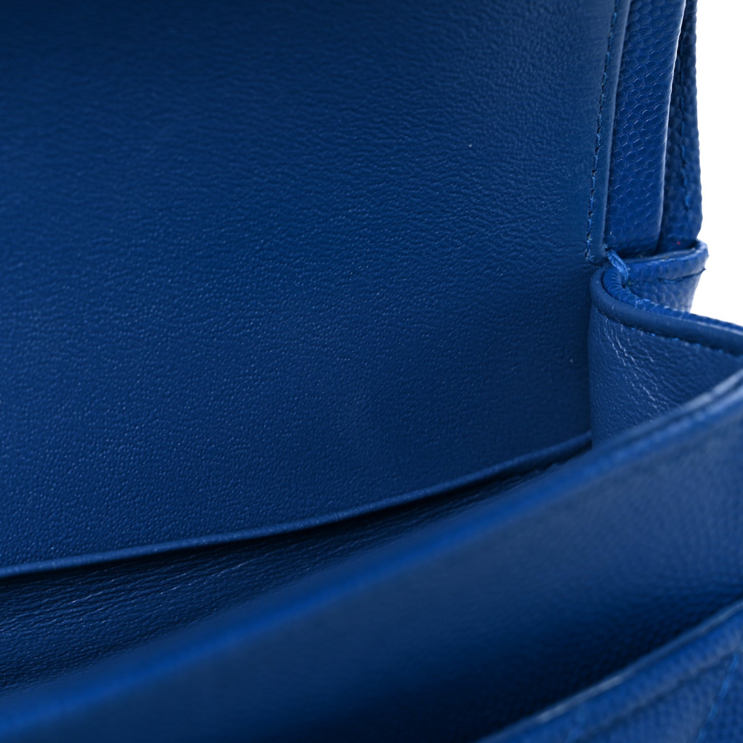 Caviar Chevron Quilted Medium Double Flap Blue