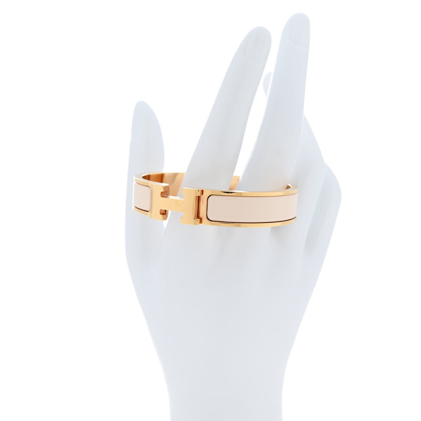 Enamel Narrow Clic Clac H Bracelet PM White