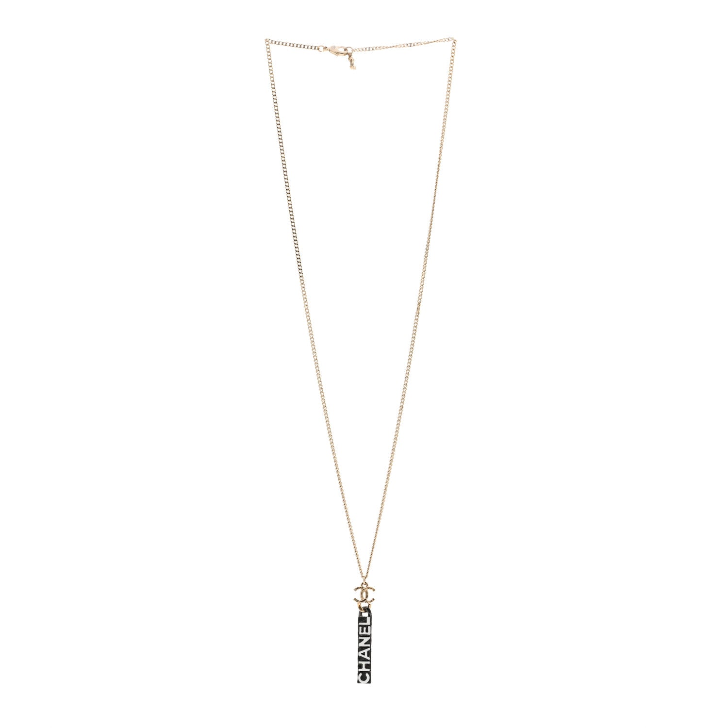 Chanel Enamel CC Logo Chain Necklace Ruthenium White 3 of 4