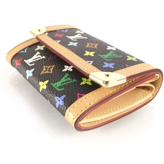 Monogram Multicolor Porte-Monnaie Plat Coin Purse Black