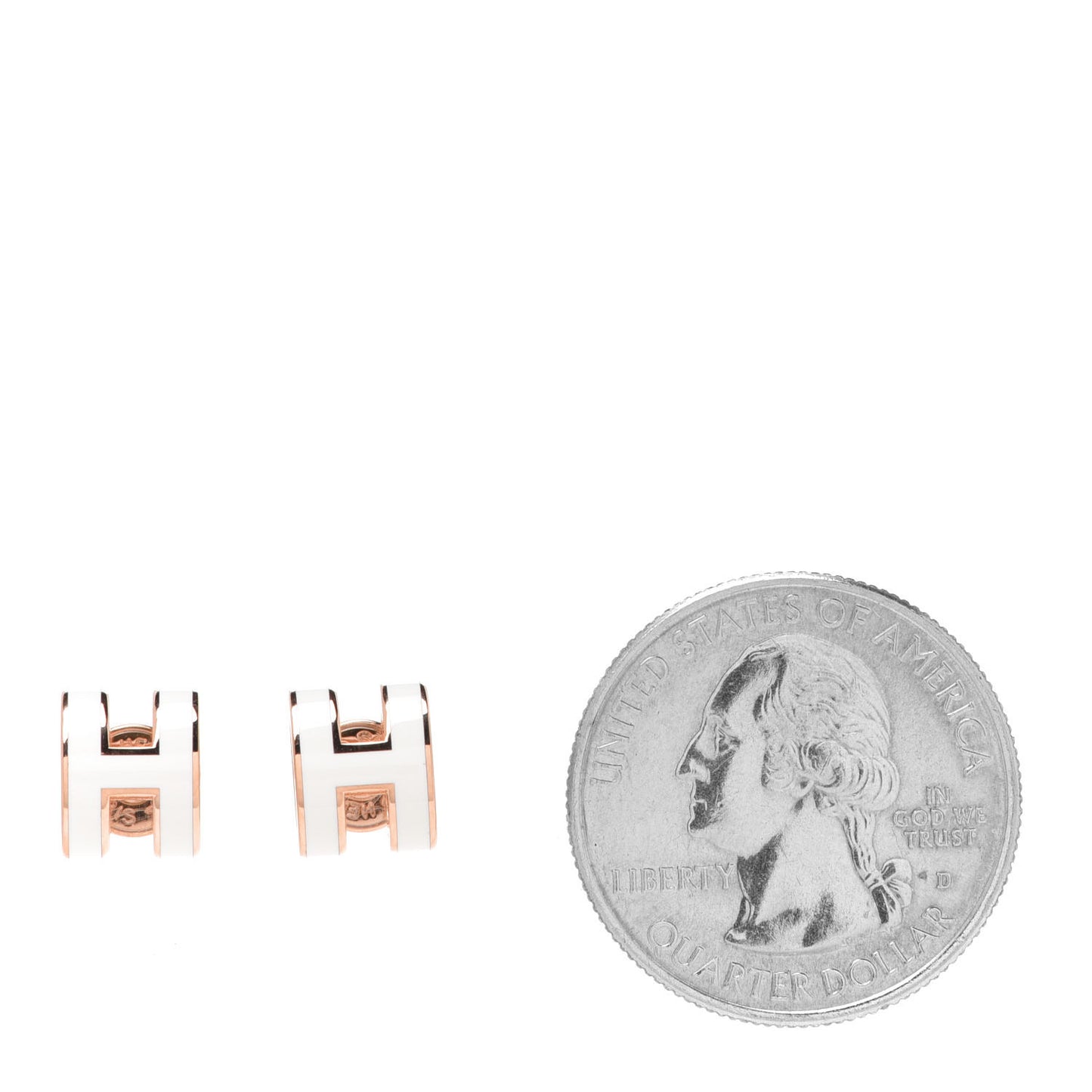 Rose Gold Lacquered Mini Pop H Earrings White