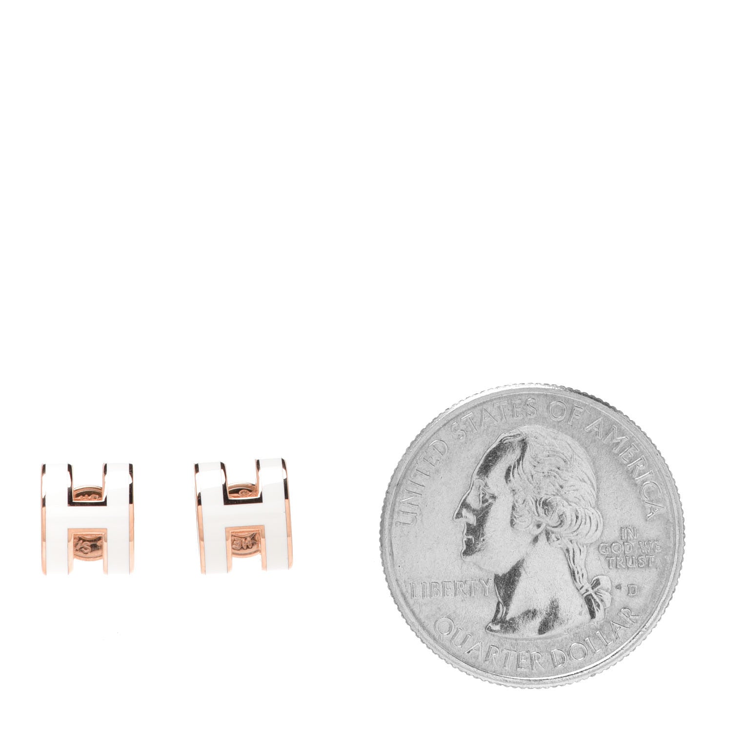 Hermes Rose Gold Lacquered Mini Pop H Earrings White 2 of 6
