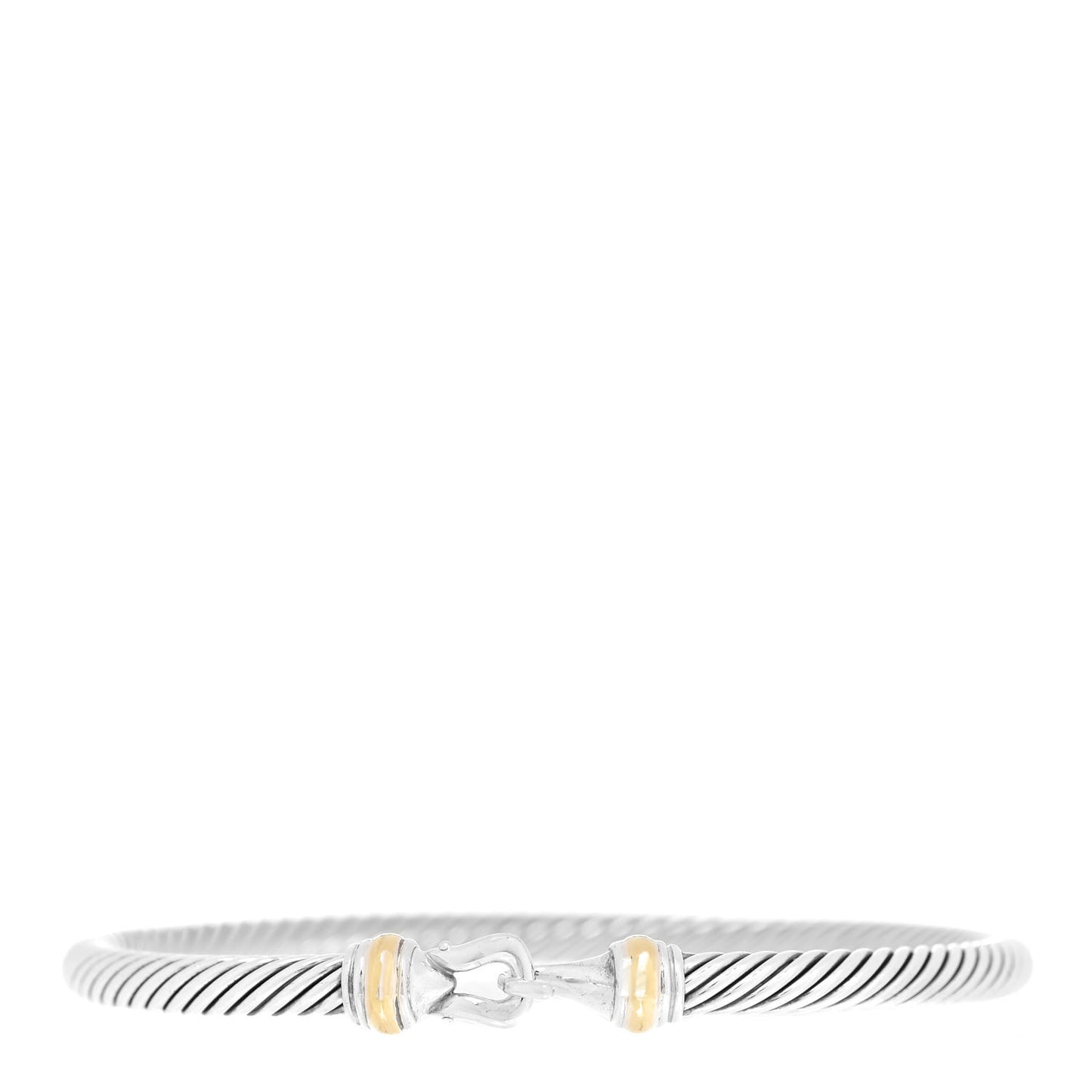 Sterling Silver 18K Yellow Gold 4mm Cable Classic Buckle Bracelet