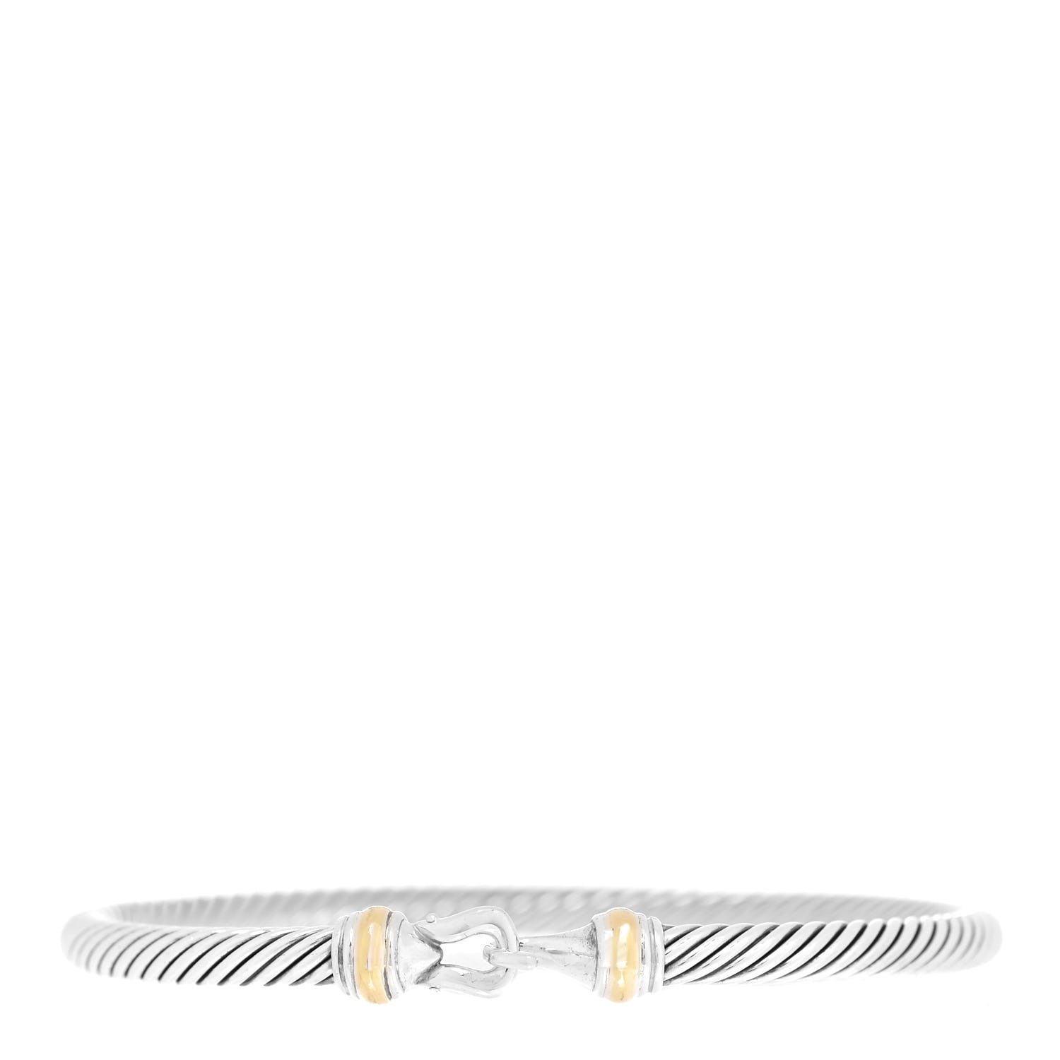 David Yurman Sterling Silver 18K Yellow Gold 4mm Cable Classic Buckle Bracelet 1 of 5