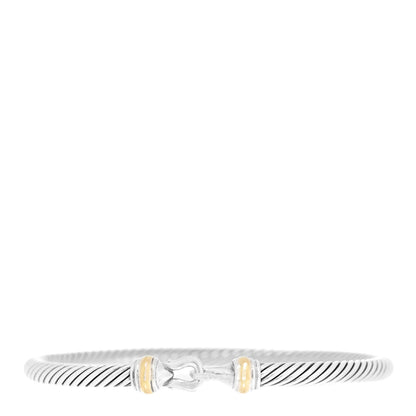 David Yurman Sterling Silver 18K Yellow Gold 4mm Cable Classic Buckle Bracelet 1 of 5